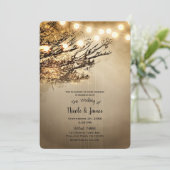 Rustieke verlichte boom takken & verlichting bruil kaart (Staand voorkant)