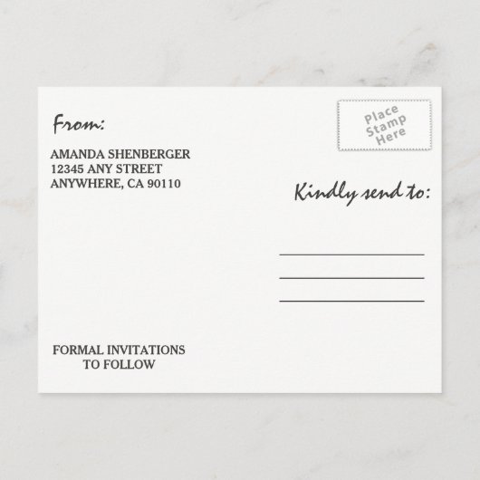 Rustieke verlichte boomtak Sla de datumkaarten op Aankondigingskaart (Achterkant)