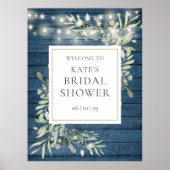 Rustieke Verlichte Groene Bruidsbruiloft Welkomstb Poster (Voorkant)