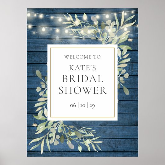 Rustieke Verlichte Groene Bruidsbruiloft Welkomstb Poster (Voorkant)