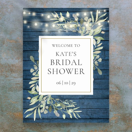 Rustieke Verlichte Groene Bruidsbruiloft Welkomstb Poster