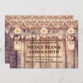 Rustieke verlichte Mason Jars Daisies & Lace bruil Kaart (Voorkant / Achterkant)