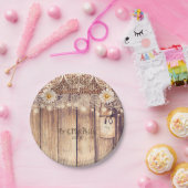 Rustieke verlichte Mason Jars Daisies & Lace bruil Papieren Bordje (Feest)