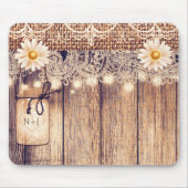 Rustieke verlichte Mason Jars Daisies & Lace Compu Muismat (Voorkant)