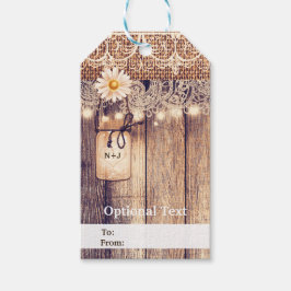 Rustieke verlichte Mason Jars Daisies & Lace Count Cadeaulabel