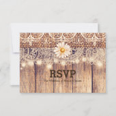 Rustieke verlichte Mason Jars Daisies & Lace RSVP- Kaart (Voorkant)