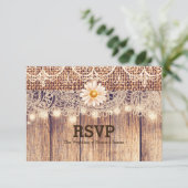 Rustieke verlichte Mason Jars Daisies & Lace RSVP- Kaart (Staand voorkant)