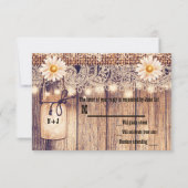 Rustieke verlichte Mason Jars Daisies & Lace RSVP- Kaart (Achterkant)
