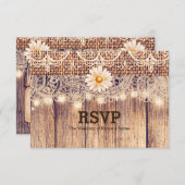 Rustieke verlichte Mason Jars Daisies & Lace RSVP- Kaart (Voorkant / Achterkant)