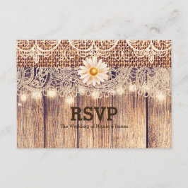 Rustieke verlichte Mason Jars Daisies & Lace RSVP- Kaart