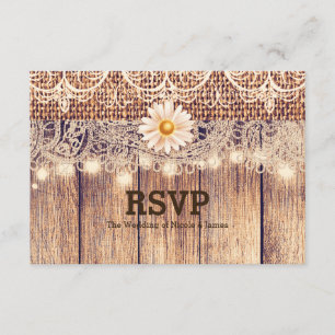 Rustieke verlichte Mason Jars Daisies & Lace RSVP- Kaart