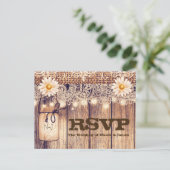 Rustieke verlichte metseljars Madeliefjes & Kant R Uitnodiging Briefkaart (Staand voorkant)