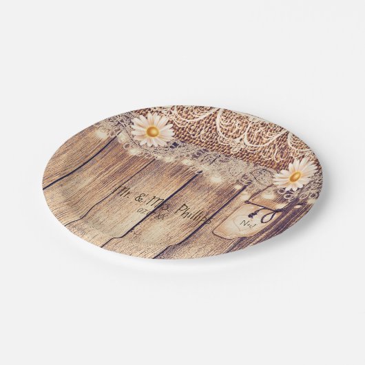 Rustieke verlichte metseljars Margrieten & Kant Tr Papieren Bordje (Gekanteld)