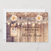 Rustieke verlichte metseljars met madeliefjes brui kaart (Voorkant)