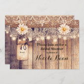 Rustieke verlichte metseljars met madeliefjes brui kaart (Voorkant / Achterkant)