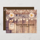 Rustieke verlichte metselwerkpot & Madeliefjes Sav Aankondigingskaart (Voorkant / Achterkant)