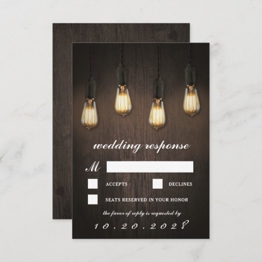 rustieke verlichting chique bruiloft RSVP Kaarten (Voorkant / Achterkant)
