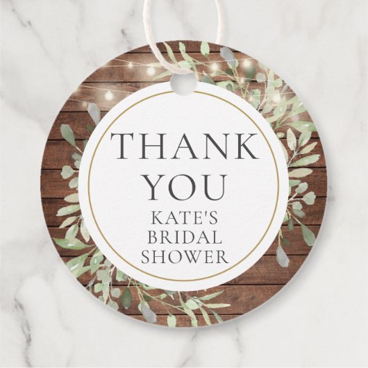 Rustieke Verlichting Groene Bruidsdouche Dank je w Bedankjes Labels (Achterkant)