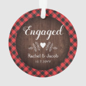 Rustieke Verloving Buffalo Plaid Rood Geruit Ornament (achterkant)