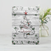 Rustieke verouderde schuur hout kerstboom Holly Feestdagenkaart (Staand voorkant)