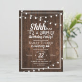 Rustieke Verrassing Verjaardag String Lights op Ho Kaart (Staand voorkant)