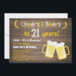 Rustieke verrassingsjuichen en bieren 21e verjaard kaart<br><div class="desc">Rustic Surprise Cheers and Beers 21st Birthday Invitation. Verjaardag voor volwassenen. Biertje voor mannen. Krijtbord zwart-witte achtergrond. Voor verdere aanpassing klikt u op de knop "Aanpassen" en gebruikt u onze ontwerptool om deze sjabloon te wijzigen.</div>