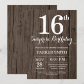 Rustieke verrassingsuitnodiging voor 16e verjaarda kaart (Voorkant / Achterkant)