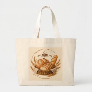Rustieke verse brood bakkerij zak ontwerp met tarw grote tote bag