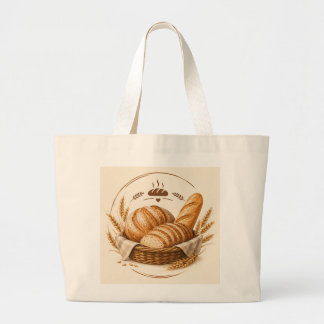 Rustieke verse brood bakkerij zak ontwerp met tarw grote tote bag