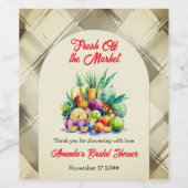 Rustieke Verse Fruit Bruidsdouche Van De Markt Wijn Etiket (Enkel label)