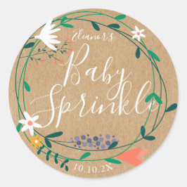 Rustieke verse lente bloemenslinger baby feestje ronde sticker