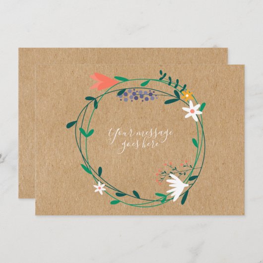 Rustieke Verse Lente Bloemenslingers Bedankkaart (Voorkant / Achterkant)