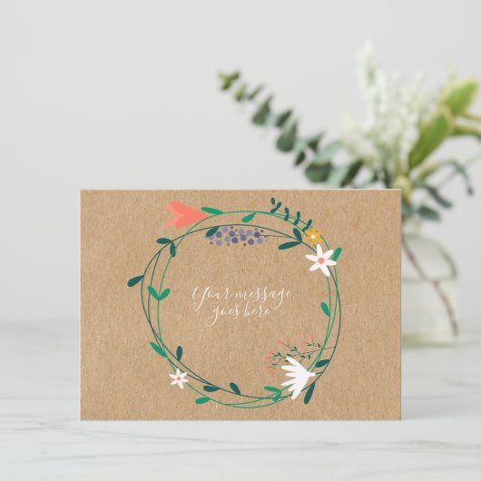 Rustieke Verse Lente Bloemenslingers Bedankkaart (Staand voorkant)