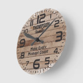 Rustieke verweerde houten familie aangepaste offer ronde klok (Hoek)