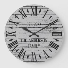 Rustieke verweerde houten familienaam Romeinse cij Grote Klok