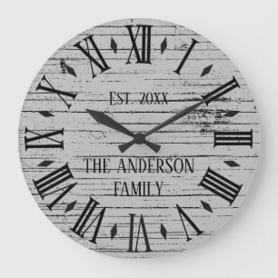 Rustieke verweerde houten familienaam Romeinse cij Grote Klok