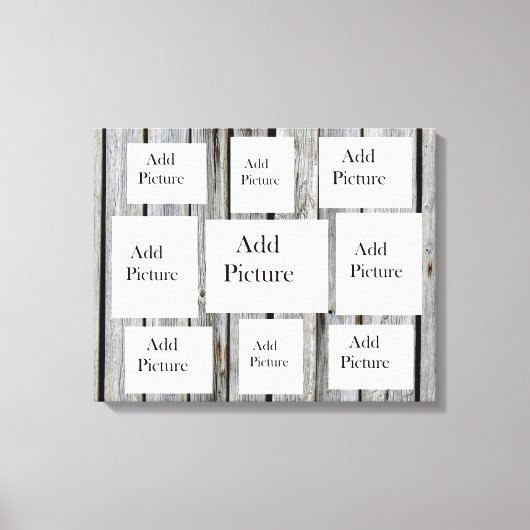Rustieke verweerde noodlijdende houten fotocollage canvas afdruk (Voorkant)