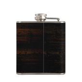 Rustieke Verweerde Zwarte Bruine Houten Trouw Mono Heupfles (Achterkant)