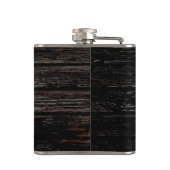 Rustieke Verweerde Zwarte Houten Trouw Monogram Heupfles (Achterkant)