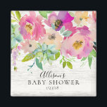 Rustieke vetplanten bloemendouche gunst magneet<br><div class="desc">Mooie Paarse & roze Bloemen baby shower gunst marker.. Overeenkomende objecten beschikbaar in onze winkel.</div>