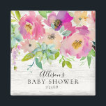 Rustieke vetplanten bloemendouche gunst magneet<br><div class="desc">Mooie Paarse & roze Bloemen baby shower gunst marker.. Overeenkomende objecten beschikbaar in onze winkel.</div>