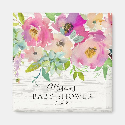 Rustieke vetplanten bloemendouche gunst magneet (Voorkant)