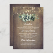 Rustieke vetplanten groen bruiloft informatie informatiekaartje (Voorkant / Achterkant)