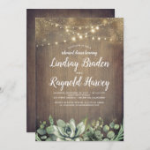 Rustieke vetplanten Groen repetitie diner Kaart (Voorkant / Achterkant)