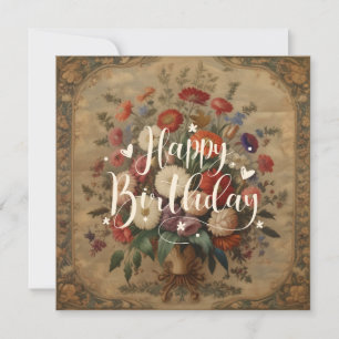 Rustieke Victoriaans Floral Happy Birthday Kaart