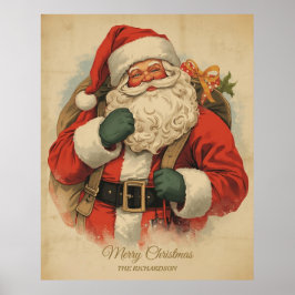 Rustieke Victoriaanse Kerstman Vintage Kerstkunst Poster
