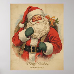 Rustieke Victoriaanse Kerstman Vintage Kerstkunst Poster