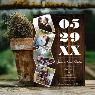 Rustieke Vier Foto's Save the Date