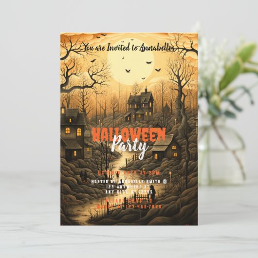 Rustieke Village Vleermuizen Ondergaande Zon Hallo Kaart (Staand voorkant)