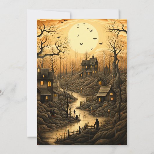 Rustieke Village Vleermuizen Ondergaande Zon Hallo Kaart (Achterkant)